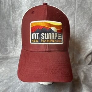 Mt.Sunapee New Hampshire Maroon & Tan Mesh Back Adjustable Hat Embroidered Patch